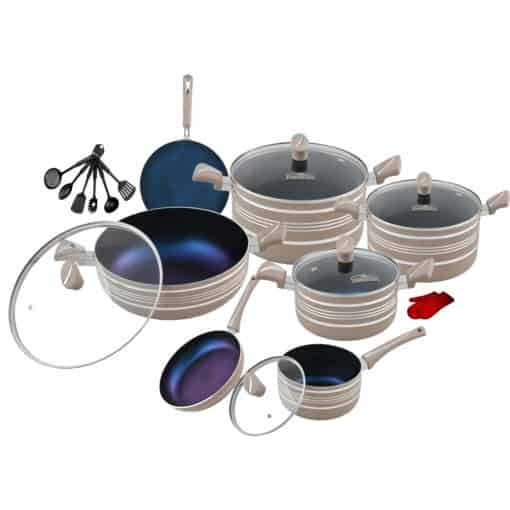 D - 164 – Stylish Gift Set – 21 Pcs (4 - Layers Marble Coated) - Majestic Cookware