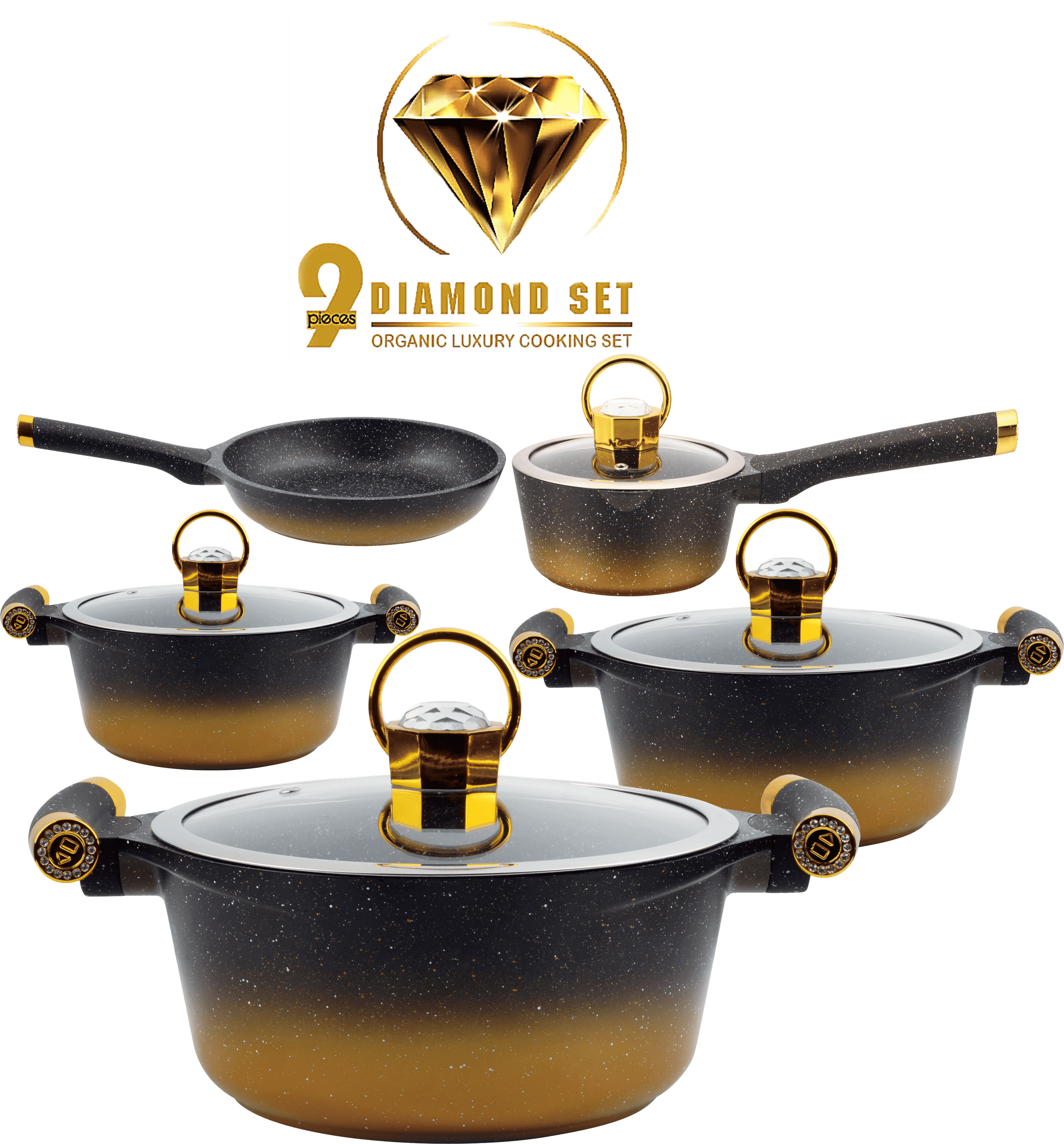 D - 168 Non Stick Diamond Gift Set 16 - PCS (Diecast Imported Set) - Majestic Cookware