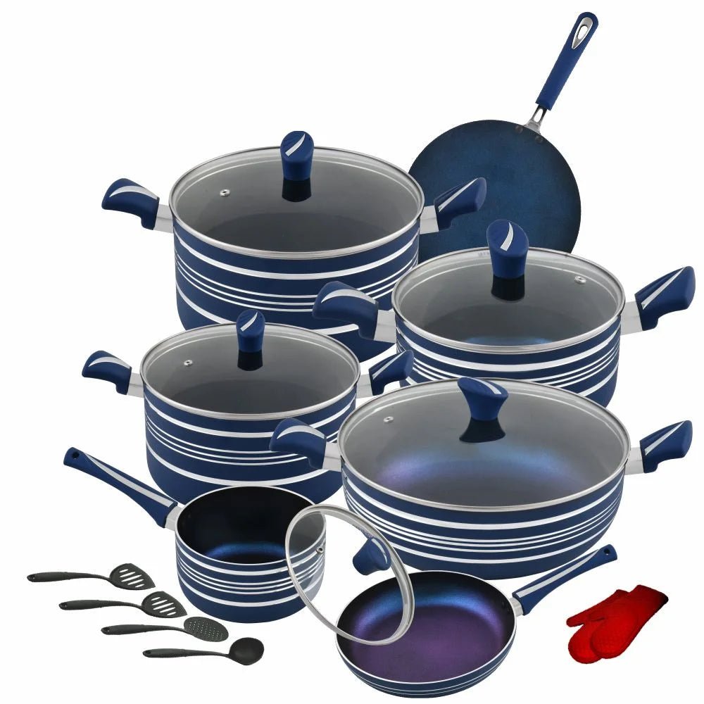 D - 164 β Stylish Gift Set β 21 Pcs (4 - Layers Marble Coated) - Majestic Cookware