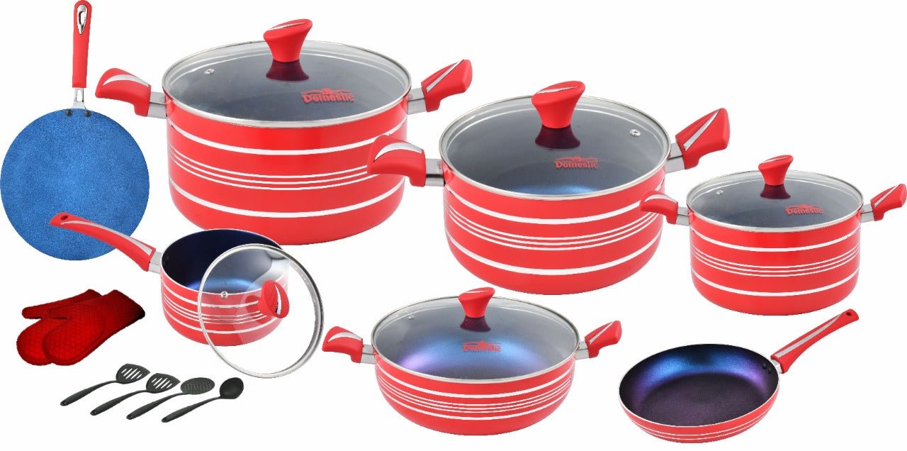 D - 164 – Stylish Gift Set – 21 Pcs (4 - Layers Marble Coated) - Majestic Cookware