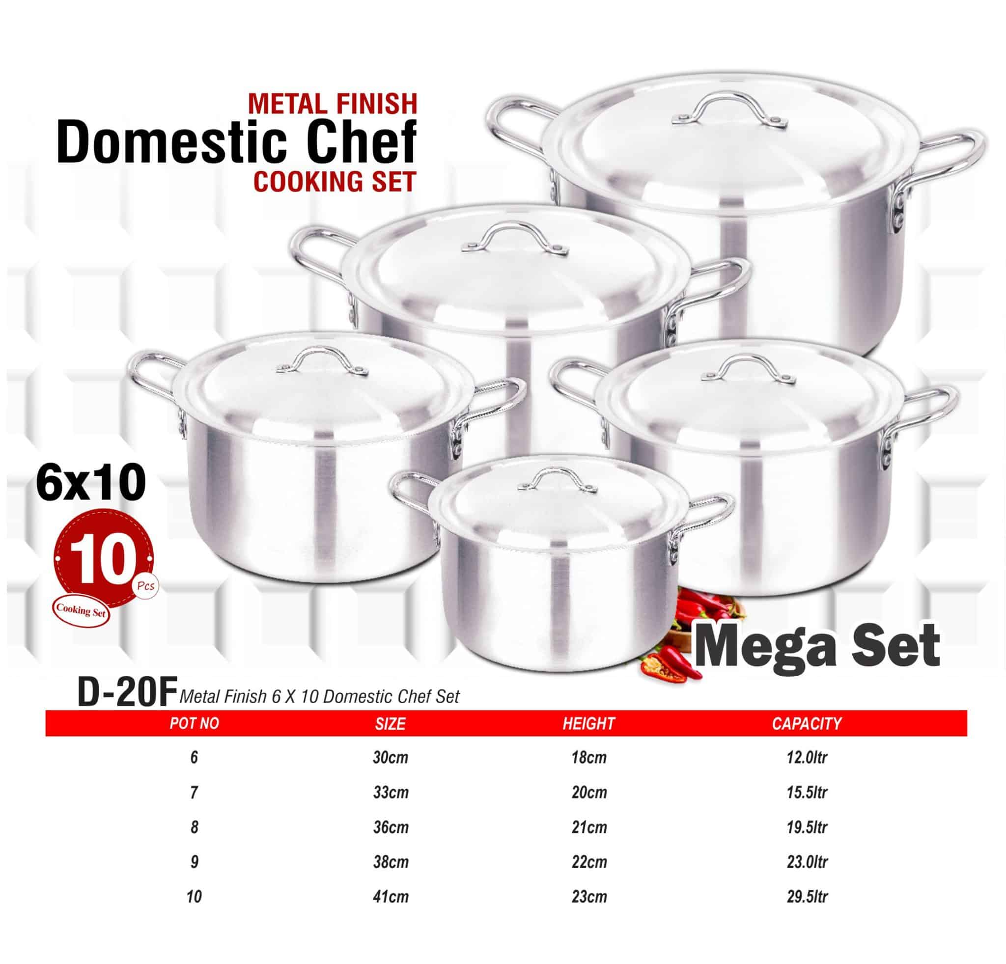 D-20F AL Cooking Set 6x10 Metal Finish