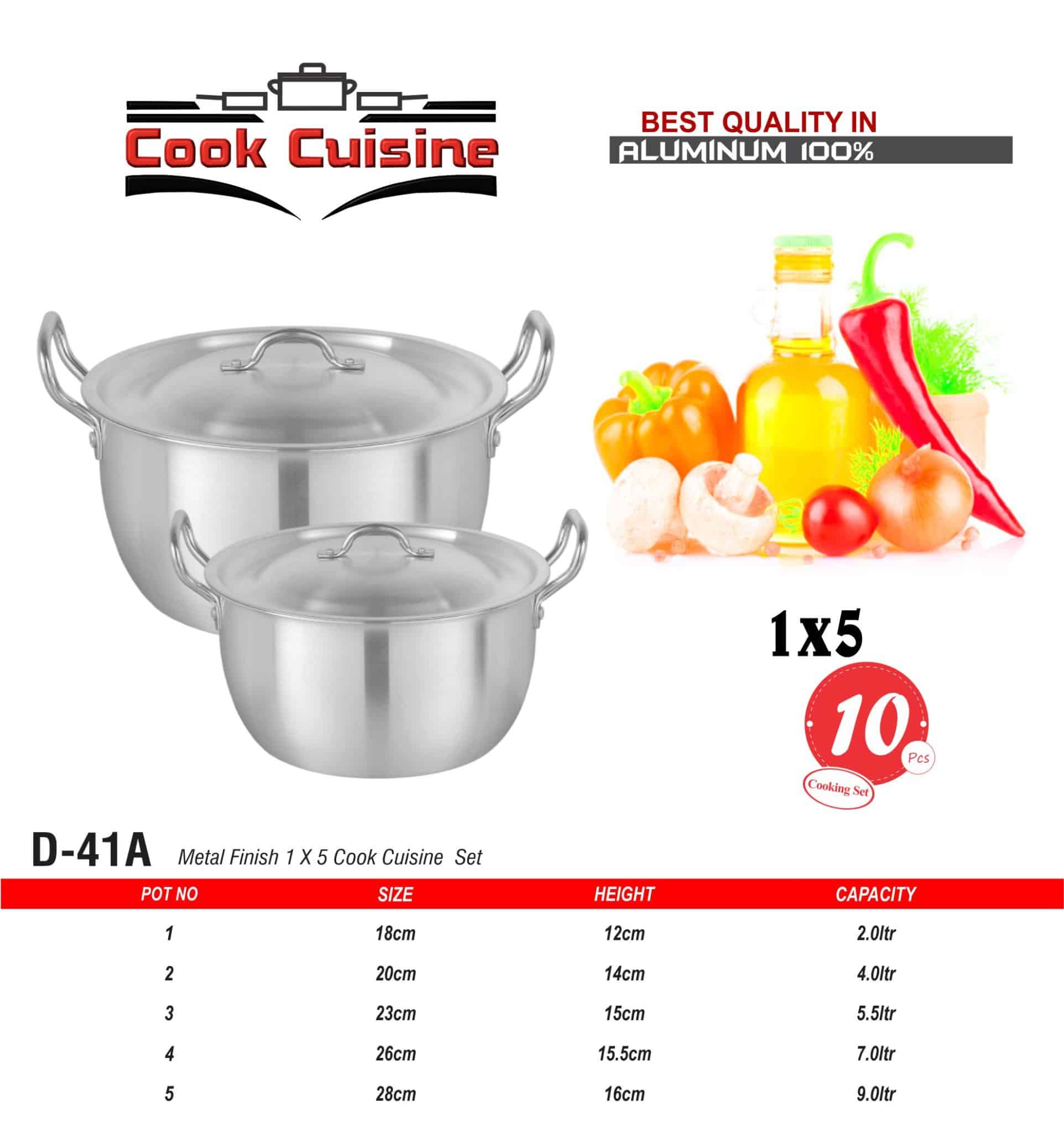 D-41A AL Cook Cuisine Set 1x5 Metal Finish