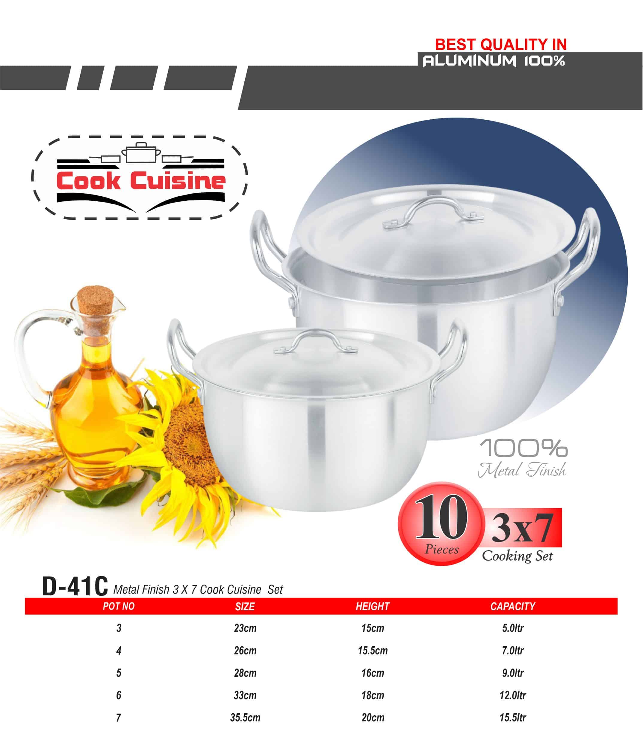 D-41C AL Cook Cuisine Set 3x7 Metal Finish