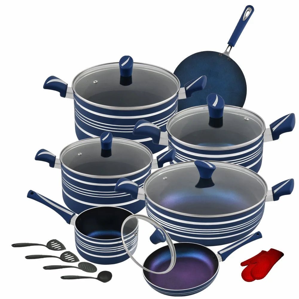 D - 164 – Stylish Gift Set – 21 Pcs (4 - Layers Marble Coated) - Majestic Cookware