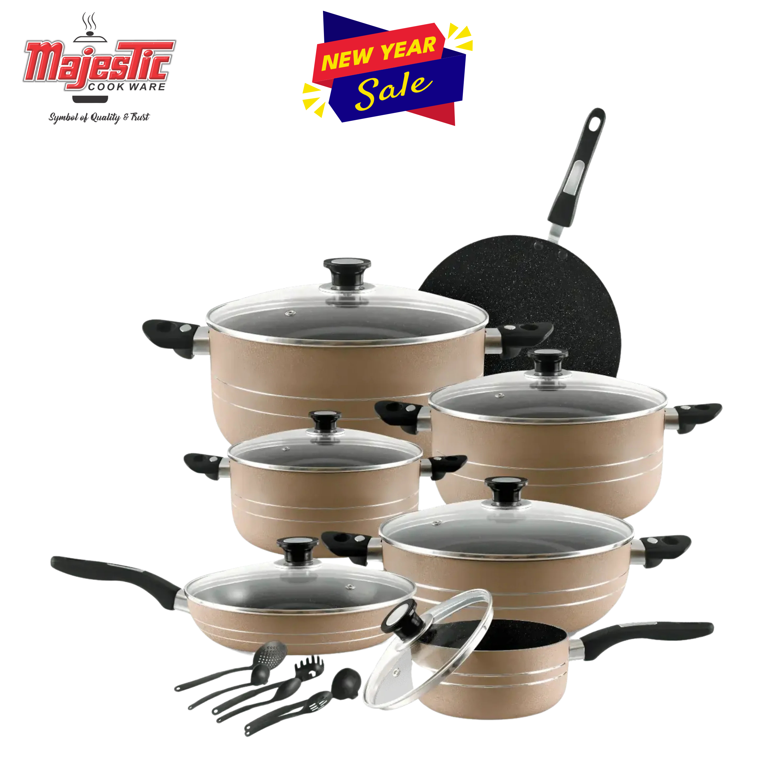 M-304 WONDER CHEF GIFT SET 19 Pcs (2-Layers Marble Coated)